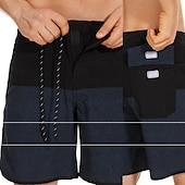 baratos shorts de natação masculinos-Homens Roupa de banho Bermuda de Surf Shorts de Natação Calção Justo de Natação Riscas Estampas Abstratas Secagem Rápida Respirável Com Cordão Cintura elástica Férias Praia Havaiana Casual Azul Lago