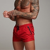 baratos calção de banho boxer masculino-Homens Calção Justo de Natação Shorts de Natação Bermuda de Surf Calças Com Cordão Com bolsos Natação Surfe Praia Esportes Aquáticos Cor Sólida Verão Primavera