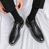 levne Formální-pánské hnědé brogue boty s robustní podrážkou, klasický šněrovací design, ležérní styl pro outdoorové i každodenní nošení