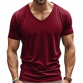 billiga grundläggande t-shirts-Herr T-shirt T-shirt med V-ringad Kortärmad tröja T-tröja Kortärmad V-hals Alla årstider Slät Mode Designer Sexig Semester Gata Utekväll Svart Vit Röd Topp t-shirt för män