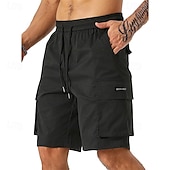 baratos Clássico-Homens Bermuda Cargo Calção Shorts de verão Com Cordão Cintura elástica Bolso multi Tecido Conforto Vestível Comprimento do joelho Ao ar livre Esporte Diário Moda Casual Preto Verde Claro