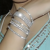 abordables Brazaletes-Pulsera de diamantes de imitación de lujo con capas, bendecida y afortunada, joyería de plata para regalo de boda, fiesta de graduación