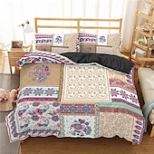 cheap Duvet Cover Sets-Duvet Cover Set Boho Paisely Art Red Black Pattern Duvet Cover Set Soft 3-Piece Luxury Polyester Bedding Set Home Decor Gift