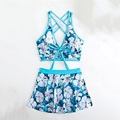 abordables Maillots une pièce et tankinis-Femme Tankini Maillot De Bain Deux Pièces Dos Nu Maillots de Bain Mosaïque Maillots de Bain Noir Jaune Respirable Séchage rapide Poids Léger Sans Manches - Natation Surf Plage Eté Printemps