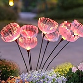 abordables Luces de paisaje-2 piezas de medusas de fibra solar para exteriores, luz enchufable para patio, jardín, césped, camino, boda, festival, ambiente decorativo