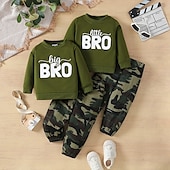 abordables Ensembles-Garçon 3D Couleur unie Lettre Ensemble sweat à capuche et pantalon de survêtement manche longue Autres imprimés Printemps Automne Mode Décontractées Bébé 1-5 ans Col Ras du Cou Extérieur Vacances