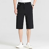 economico Pantaloni Corti da Cerimonia-Per uomo Pantaloncini Pantaloncini eleganti Pantaloncini da golf Pantaloni modello Capri Tasche Gamba dritta Liscio Comfort Senza ferro Polpaccio Esterno Giornaliero Corsa Di tendenza Lavoro Nero Blu