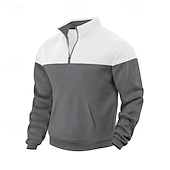 billiga Basic sweatshirts-Herr Tröja Kvartströja med dragkedja Svart Armégrön Marinblå Kaki Grå Halv dragkedja Färgblock Dragkedja Ficka Sport &amp; Utomhus Dagligen Helgdag Polyester Streetwear Grundläggande Ledigt Vår Höst