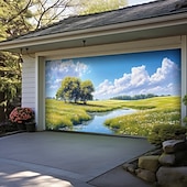 voordelige Garage en Deurbanners-Landschap Deur Decoraties Garage Deur Cover Lente Veld Buiten Banner Grote Achtergrond voor Feestdag Buiten Garage Deur Thuis Wanddecoraties