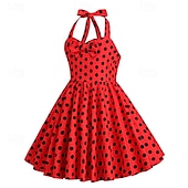 levne Šaty-Retro 50. léta Rockabilly Šaty Houpací šaty Puntíky Dívčí Karneval Plesová maškaráda Denní nošení loučení se svobodou nevěsty Dětské Šaty