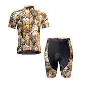 Χαμηλού Κόστους Ανδρικά σύνολα ένδυσης-Ανδρικά Φανέλα και σορτς ποδηλασίας Γάτα Κοντομάνικο Ποδήλατο Ρούχα σύνολα με 3 πίσω τσέπες Ποδηλασία Βουνού Ποδηλασία Δρόμου Μποστινό Φερμουάρ Σκούπισμα ιδρώτα Άνετο Αναπνέει Αθλητισμός