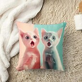 baratos estilo animal-Almofadas Decorativas Divertidas de Animais Capa Gatos 1PC Macia Quadrada Capa de Almofada para Quarto Sala de Estar Sofá Cadeira