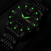 preiswerte Quarz-Uhren-1 Herren Sport Stahlband Uhr Leuchtet Im Dunkeln Kalender Wochenanzeige Licht Luxus All-In-One Legierung Mode Ultra-Dünn Digital Herren Business Uhr