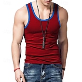 billiga Gym-toppar-Herr Linne Undertröjor Ärmlös tröja Ärmlös Rund hals Sommar Slät Mode Designer Muskel Utomhus Utekväll Gym Svart Vit Rubinrött Topp t-shirt för män