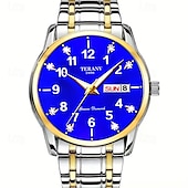 baratos Relógios Quartz-Relógio digital masculino de negócios, mostrador redondo com strass, à prova d&#039;água, luminoso, com pulseira de liga, multifuncional, fashion, relógio de quartzo para homens, presentes de lazer e