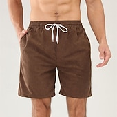 economico Pantaloncini casual-Per uomo Pantaloncini Pantaloncini estivi Pantaloncini casual Pantaloncini di velluto a coste Tasche A cordoncino Vita elastica Liscio Comfort Traspirante Breve Esterno Da mare Sport Informale Nero