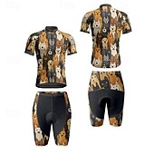 economico Set di abbigliamento da uomo-Per uomo Maglia con pantaloncini da ciclismo Manica corta Ciclismo da montagna Cicismo su strada Nero Giallo Rosso Con cagnolino Bicicletta Elastene Gli sport Con cagnolino Abbigliamento