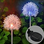 cheap Pathway Lights &amp; Lanterns-2pcs Outdoor Solar Dandelion Aluminum Ball Garden Light LED Landscape Light No Wiring Required for Courtyard Pathway Terrace Flower Bed Camping Holiday Party Decoration