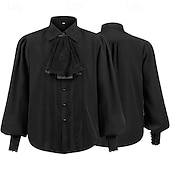 cheap Tops-Punk &amp; Gothic Medieval Renaissance Blouse / Shirt Ren Faire Prince Vampire Flounced Solid Color Men&#039;s Celtic Pirate Masquerade Performance Stage Renaissance Fair Adults&#039; Shirt Blouse