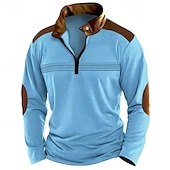 halpa Loma-Miesten Quarter Zip Polo Golfpaita Päivittäin Pyhäpäivä Neljänneksen postinumero Pitkähihainen Muoti Moderni Väripalikka Tilkkutäkki Kevät Syksy Normaali Musta Valkoinen Vaaleanpunainen Rubiini
