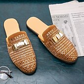 preiswerte Clogs &amp; Pantoletten für Herren-Herren-Slipper aus braunem Wildleder mit metallisch-goldenen Nieten und Schleifenakzent – stilvolle Freizeit-Loafer für den Alltag und besondere Anlässe