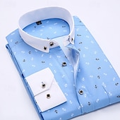 preiswerte Button-Down-Hemden für Herren-Herren Hemd Oberhemd Knopfhemd Anker Hochzeit Party Weiß Hellgrün Rosa Marineblau Langarm Kargen Frühling Herbst Bekleidung Tasche