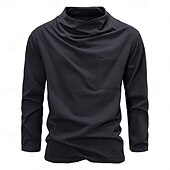 cheap Basic T shirts-Men&#039;s Tee Tee Top Long Sleeve Shirt Long Sleeve Crew Neck Spring &amp;  Fall Plain Fashion Designer Sexy Vacation Street Going out Black White Dark Grey Top Tee for Men