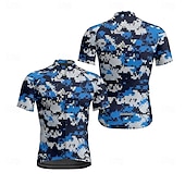 tanie Męskie koszulki-Męskie Koszulka rowerowa Kamuflaż Krótki rękaw Rower Tee Tshirt Dżersej z 3 tylnymi kieszeniami Kolarstwo górskie Szybkie wysychanie Anatomiczny kształt Odprowadzające wilgoć Oddychający Sport Ziele