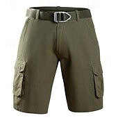 preiswerte Klassiker-Herren Cargo Shorts Kurze Hosen Shorts Kurze Hosen Sommer-Shorts Knopf Multi Pocket Glatt Komfort tragbar Knielänge Outdoor Sport Täglich Modisch Brautkleider schlicht Schwarz Khaki