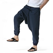 abordables Retro-Hombre Persona que practica jogging Pantalones de algodón Pantalones Pantalones de playa Pantalones Harem Bolsillo Correa Cintura elástica Plano Comodidad Transpirable Vacaciones Diario Festivos