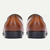 billiga Halvformell-solbrända läderloafers för män med ormtrycksdetaljer och tofsaccent – förstklassiga slip-on klänningskor av kohud för affärer, högtidliga tillfällen och vardagsbruk