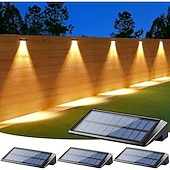 Недорогие Уличные светильники-2/4 шт. светодиодных фонарей на солнечных батареях – уличные водонепроницаемые настенные светильники IP65 для столбов забора, террасы, перил, ступенек бассейна, сада, патио, дворового освещения