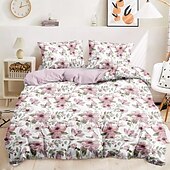 ieftine 100% bumbac-Husă de duvet pentru pat de dimensiune normală set de așternuturi cu flori husă de pătură moale ușoară cu 2 fețe de pernă pentru vară primăvară