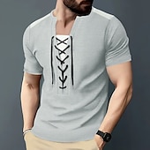 cheap Men&#039;s Casual T-shirts-Men&#039;s Henley Shirt Tee Short Sleeve Shirt Tee Top Short Sleeve Crewneck Summer Color Block Solid / Plain Color Fashion Designer Fashion Vacation Street Going out Wine Black White Top Tee for Men