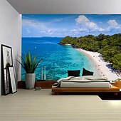 Недорогие Тапестри́ на океа́нском пляже-Пейзаж Пляж Висячая Гобелен настенное искусство Пальма Большой гобелен Муральное декор Фотографический фон Плед занавеска Дом Спальня Гостиная Декорация