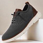 preiswerte Sneaker für Herren-Atmungsaktive Strick-Sneaker für Herren mit Kunstlederakzenten – stylische, leichte Sportschuhe für die Freizeit und den Komfort im Alltag