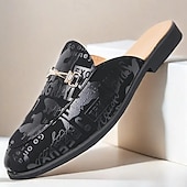 abordables Semiformal-Mules de moda para hombre sin cordones con diseño gráfico, correa ajustable y plantilla cómoda para uso casual y diario.