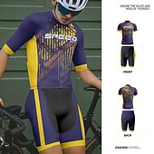 economico Set di abbigliamento da uomo-Per uomo Maglia con pantaloncini da ciclismo Manica corta Ciclismo da montagna Cicismo su strada Blu marino Bicicletta Elastene Gli sport Lettere &amp; Numeri Abbigliamento
