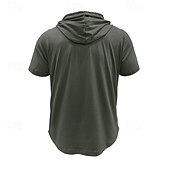 cheap Men&#039;s Casual T-shirts-Men&#039;s T Shirt Henley Shirt Tee Short Sleeve Shirt Short Sleeve Hooded Henley Summer Spring Color Block Fashion Designer Basic Drawstring Vacation Street Going out Black Khaki Light Grey Top Tee for