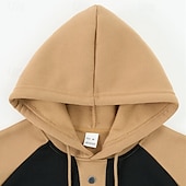 economico felpe con cappuccio da uomo di base-Per uomo Felpa con cappuccio Nero Vino Blu marino Cachi Grigio Con cappuccio Color Block Collage Tasche Sportivo Giornaliero Per eventi Poliestere Streetwear Essenziale Informale Autunno Inverno