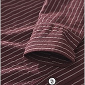 economico Casual da lavoro-Per uomo Camicia Camicia di lino Camicia casual Camicia con Bottoni Camicia di cotone A righe Vacanza Camicia hawaiana Bianco Vino Blu reale Manica Lunga Colletto alla coreana Primavera Autunno
