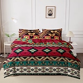 economico Set copripiumino-Set di copripiumini arte sud-ovest modello rosso nero Set di copripiumini Soffice Set di biancheria di lusso in poliestere 3 pezzi Idee regalo per la casa