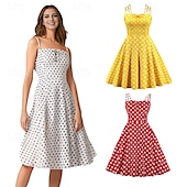 preiswerte Kleider-Retro Vintage 1950er Kleid Swing-Kleid Übergröße Tupfen Damen Karneval Maskerade Alltagskleidung Junggesellinnenabschiedsparty Erwachsene Kleid Abschlussballkleider