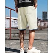 economico Pantaloncini casual-Per uomo Pantaloncini Pantaloncini estivi Pantaloncini casual Tasche A cordoncino Vita elastica Collage Comfort Traspirante Breve Esterno Da mare Sport Informale Nero Blu