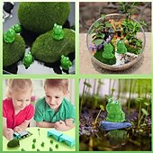 levne Dekorace na terasu-malá žába – mini zvířátka z pryskyřice, zahradní dekorace mini žabky, figurky žab ze zelené pryskyřice, hra se skrýváním výzev, miniaturní mechová ukázka pohádkové zahrady