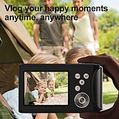 abordables Cámara y fotografía-Cámara de vídeo digital compacta de bolsillo para cine, con enfoque automático, 64 MP, 4K, detección de rostros, zoom de 18x de 2,4 pulgadas, batería recargable de 650 mAh