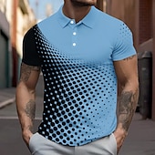 levne Pánské geometrické polo-Pánské Geometrické tvary Pólo Krátký rukáv Polo tričko Košile s límečkem Obchodní příležitostné Škola Venkovní Oblečení na atletiku Denní nošení 3D tisk Léto Bílá Nebeská modř Tmavomodrá