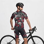 abordables Maillots pour hommes-Homme Maillot de cyclisme Crâne Manche Courte Cyclisme T-shirt Maillot avec 3 poches arrière VTT Vélo tout terrain Séchage Rapide Design Anatomique Évacuation de l&#039;Humidité Respirant Des sports Noir