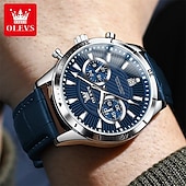 cheap Quartz Watches-New Olevs Men&#039;S Business Watch Chronograph Calendar 24-Hour Indicator Multi-Functional Quartz Watch Fashion Trend Waterproof Sports Watch