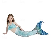 billiga Mermaid Baddräkt-Barn Flickor Badkläder för sjöjungfrun Baddräkt Helgdag Strand Vågar Semester Tropisk Baddräkter 4 år + Sommar Gul Rodnande Rosa